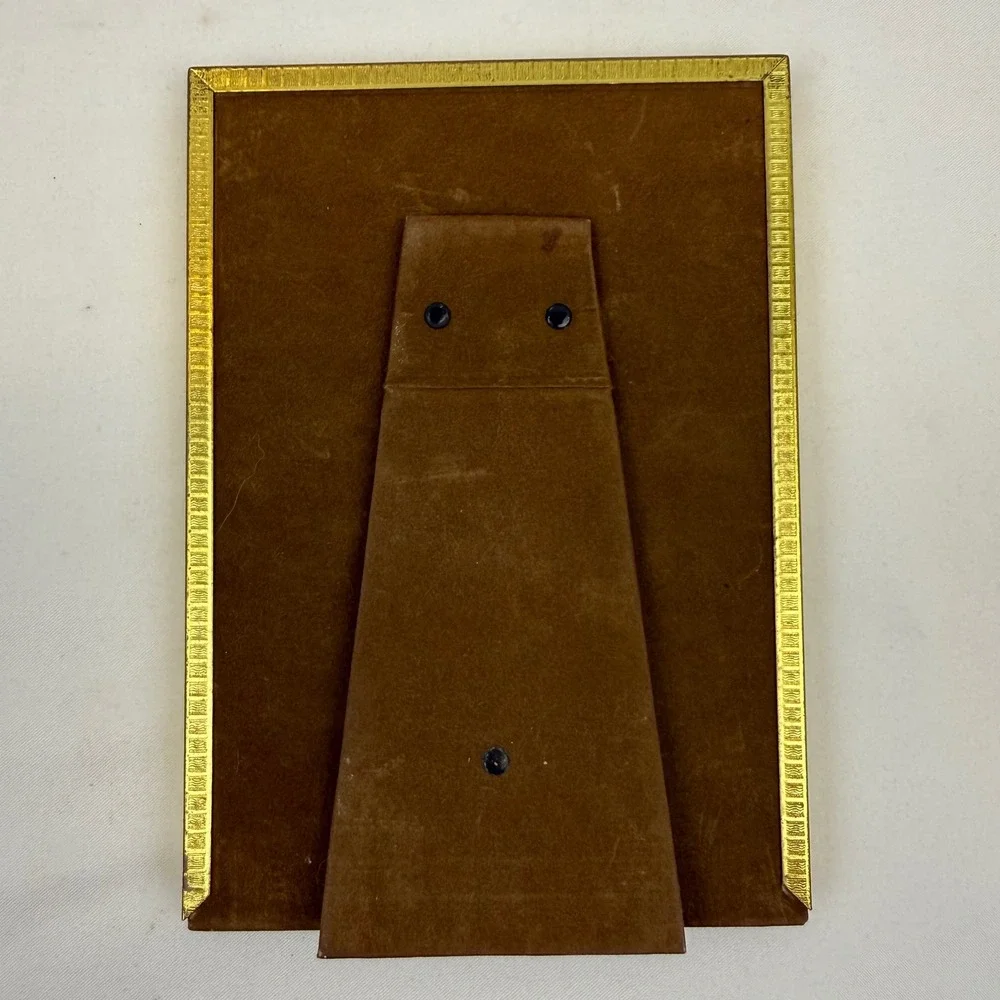 Vintage Gold Tone Metal Picture Frame 5x7 Embossed Floral Corner Tabletop